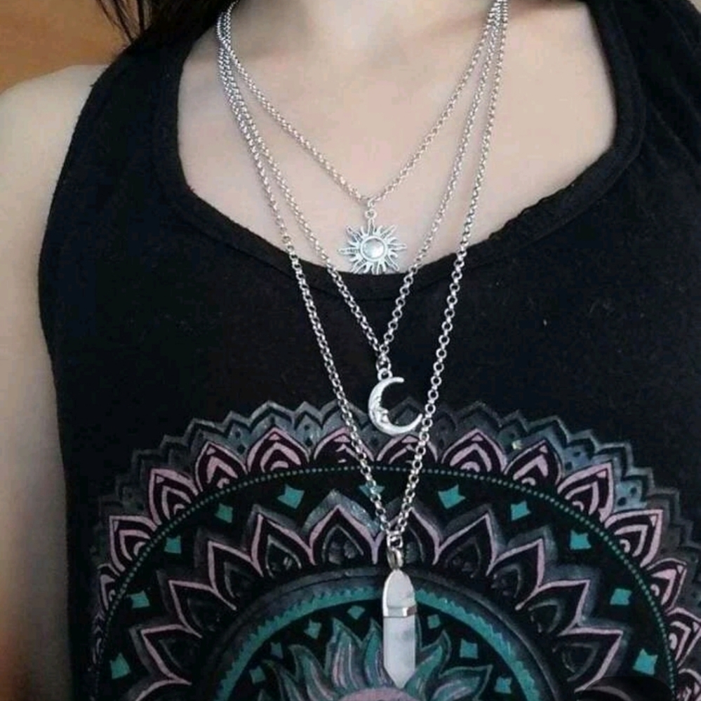 layered moon necklace